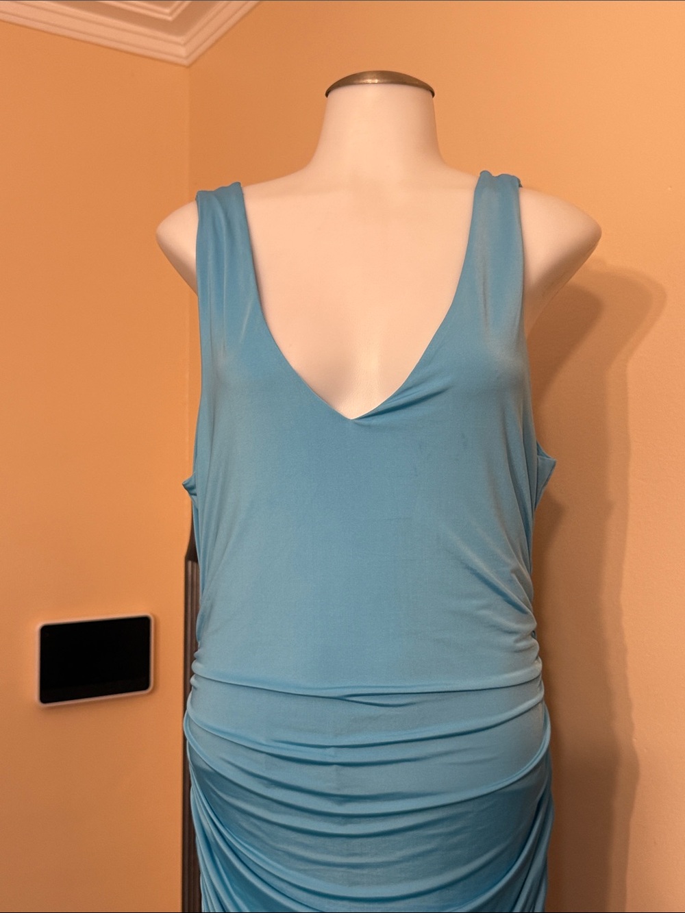 AKIRA XL Light Blue Ruched Maxi Dress - Picture 2 of 9